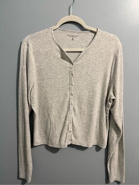 Abercrombie Grey Esstentials Ribbed Cardigan Size XL